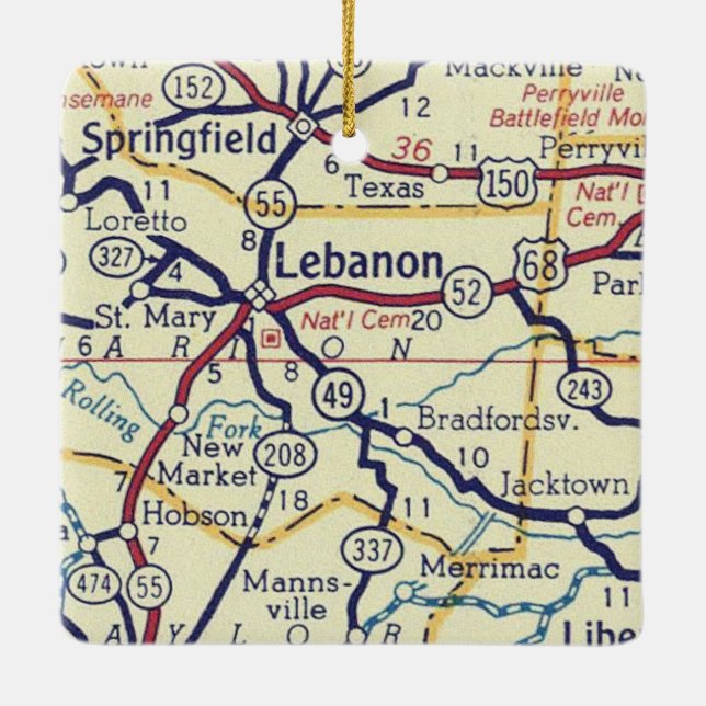 Libanon KY Vintage Karte Keramikornament (Rückseite)