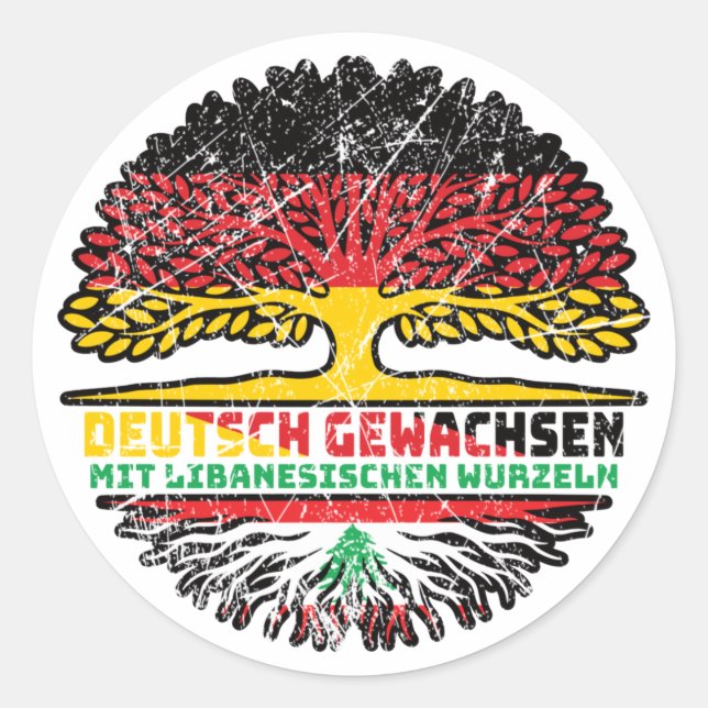 libanon Libanesisch Deutsch Deutschland Baum Runder Aufkleber (Vorderseite)