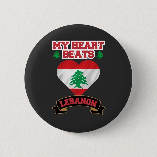 Libanon - Liebe der Herzenflagge Button (Vorderseite)