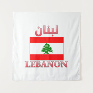 Libanonflagge ل ب ن ن Arabisch & Englisch WordArt  Wandteppich