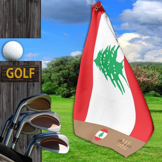 Libanonflagge & Libanon mit Monogramm / Golftücher Golfhandtuch (Von Creator hochgeladen)