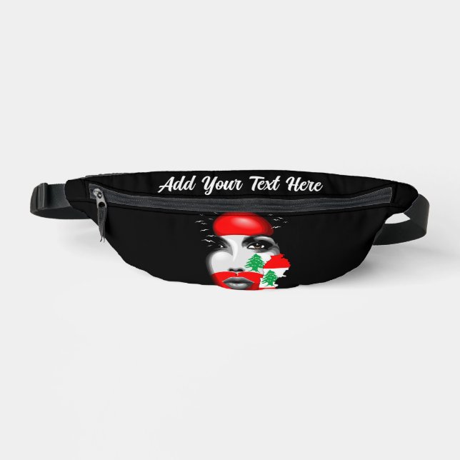 Libanonflagge und -karte im Gesicht eines Mädchens Bauchtasche (Vorderseite)