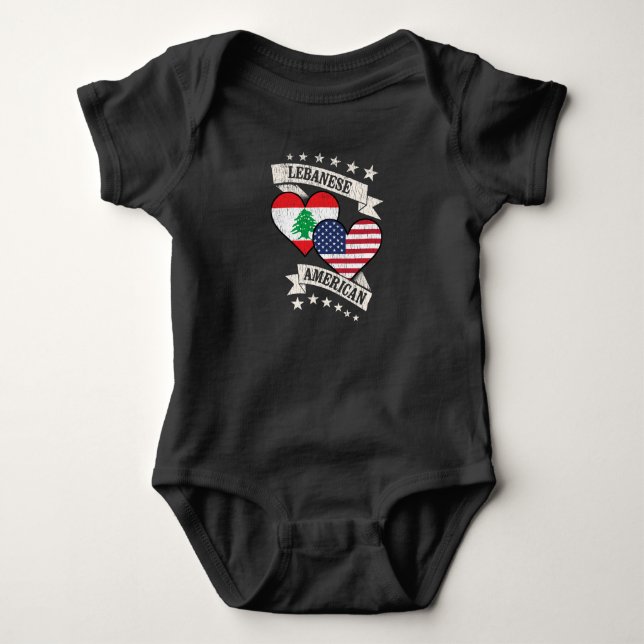 Libanonische amerikanische Herzfahnen Libanon Amer Baby Strampler (Vorderseite)