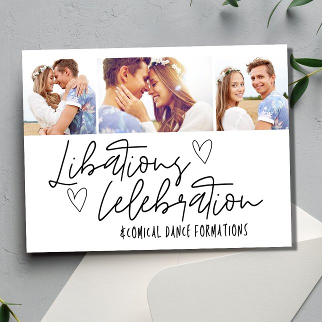 Libations Celebration Foto Wedding Save the Date Ankündigungspostkarte (Libations Celebration Photo Wedding Save the Date Postcard)