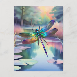 Libelle am Teich Postkarte