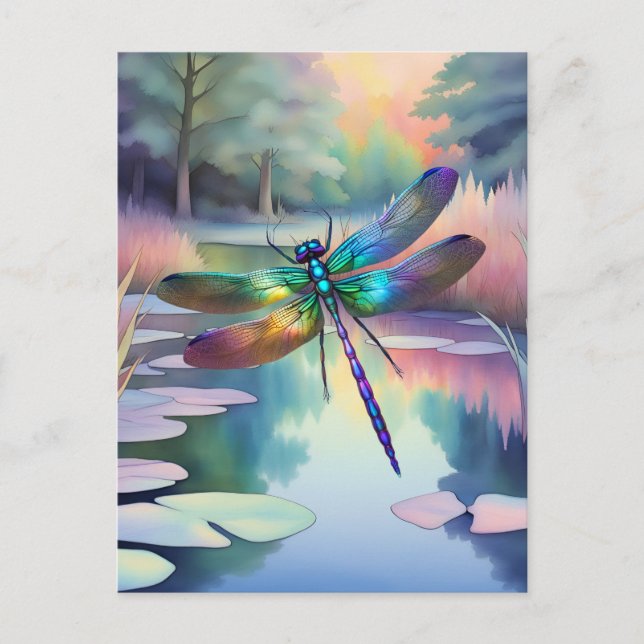 Libelle am Teich Postkarte (Vorderseite)