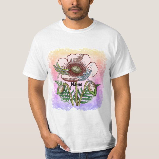 Libelle Blasse Mohnblume  T-Shirt (Vorderseite)