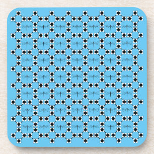 Libelle - Blaue Hartplastikuntersetzer - Set von 6 Untersetzer