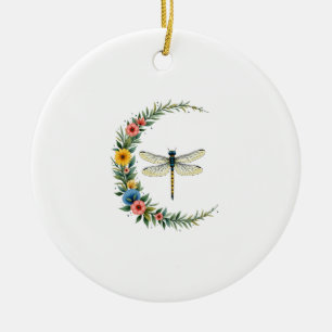 Libelle Boho Halbmond Friedenszeichen Hippie Dra Keramik Ornament