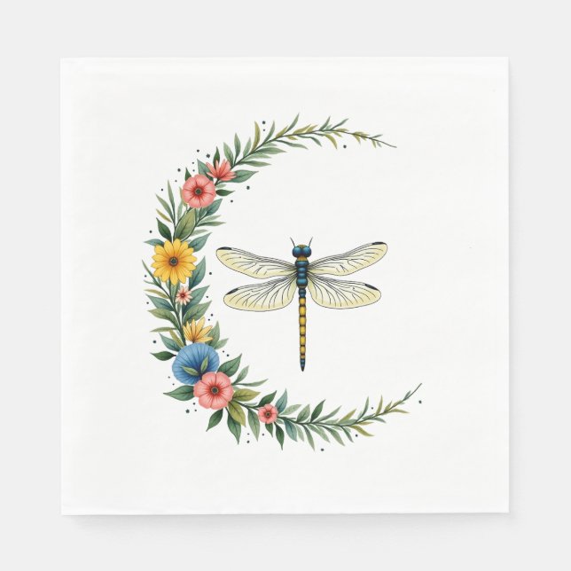 Libelle Boho Halbmond Friedenszeichen Hippie Dra Serviette (Vorderseite)
