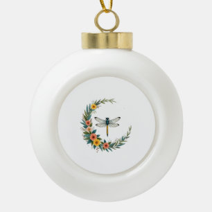 Libelle Boho Mondsichel Friedenszeichen Hippie Lib Keramik Kugel-Ornament