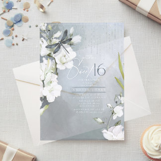 Libelle Floral Sweet 16 Dusty Blue ID1310 Acryleinladungen