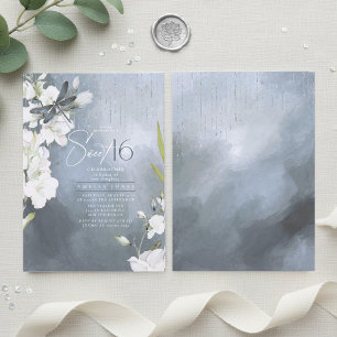 Libelle Floral Sweet 16 Dusty Blue ID1310 Einladung