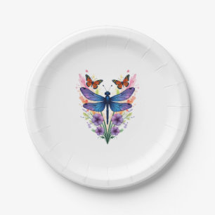 Libelle für Frauen Chakra Farbe Blume Libelle Pappteller
