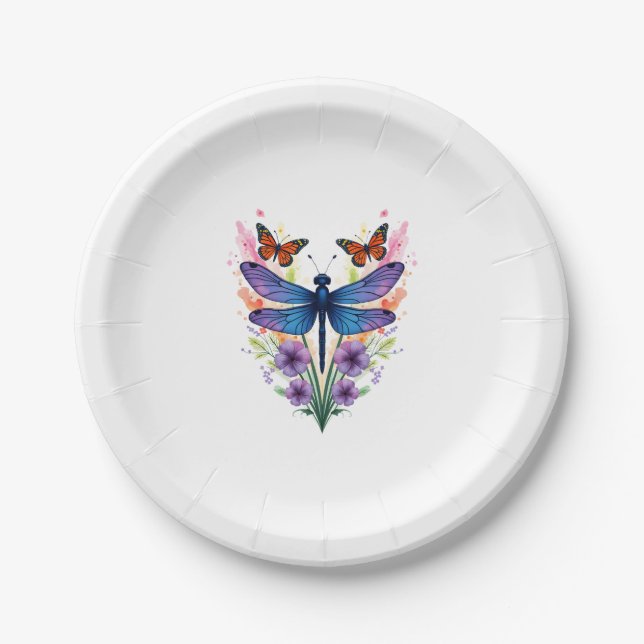 Libelle für Frauen Chakra Farbe Blume Libelle Pappteller (Vorderseite)