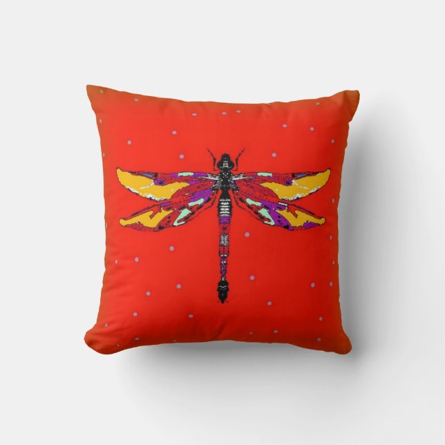 Libelle gebranntes orange Kissen durch Sharles (Vorderseite)