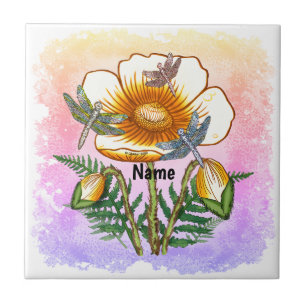 Libelle Gelber Mohn Fliese