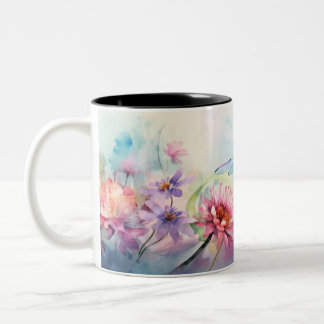 Libelle in Blume Zweifarbige Tasse