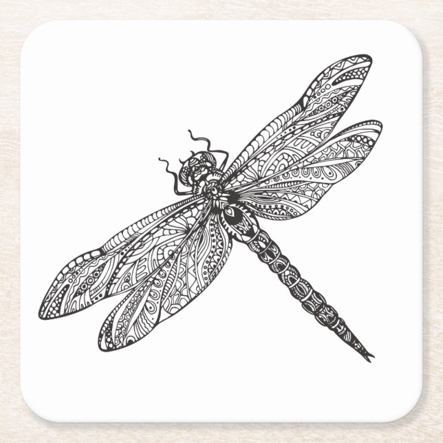 Libelle in der Art Rechteckiger Pappuntersetzer (Vorderseite)