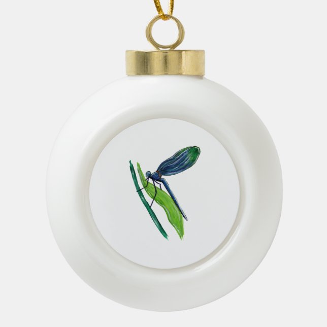 Libelle Keramik Kugel-Ornament (Vorderseite)