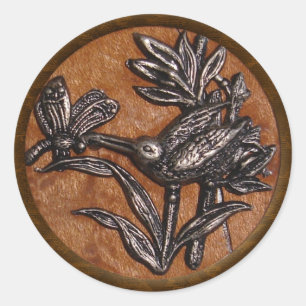 Libelle & Kolibri Runder Aufkleber