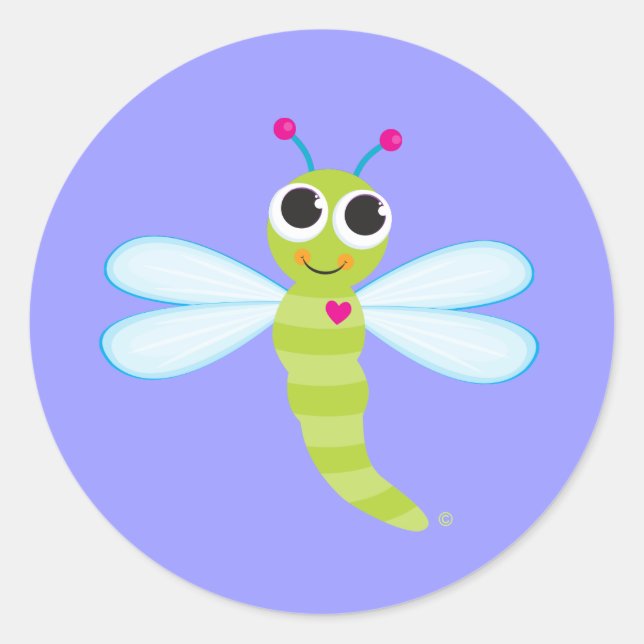 Libelle - Lavendel Runder Aufkleber (Vorderseite)