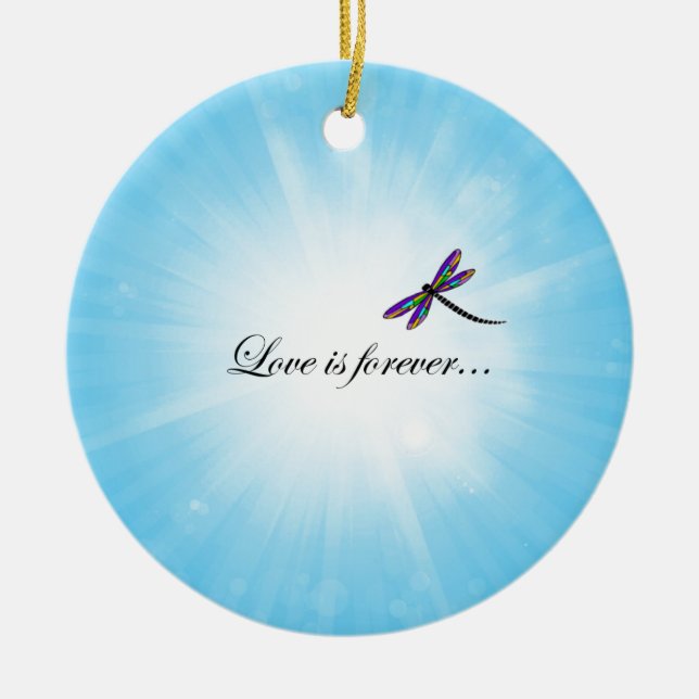 Libelle "LIEBE ist Forever " Keramikornament (Vorne)