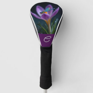 Libelle Lila Krokus Anpassbares Monogramm/Name Golf Headcover