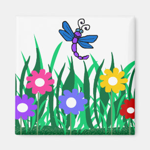 Libelle mit Blumenmagneten Magnet