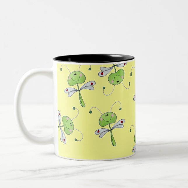 Libelle mit Herz Zweifarbige Tasse (Links)