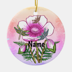 Libelle Pink Mohn Keramik Ornament