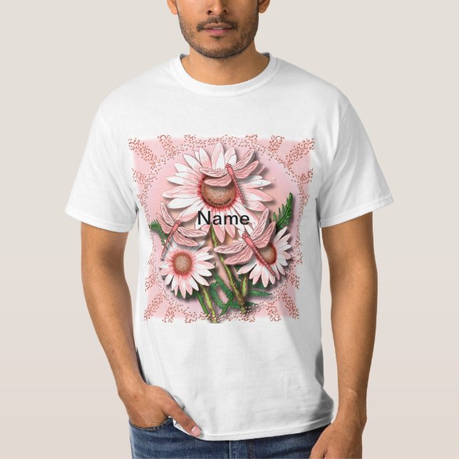 Libelle Pinke Gänseblümchen  T-Shirt (Vorderseite)