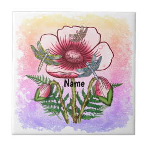 Libelle Roter Mohn Fliese