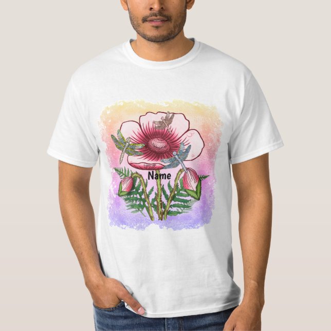 Libelle Roter Mohn  T-Shirt (Vorderseite)