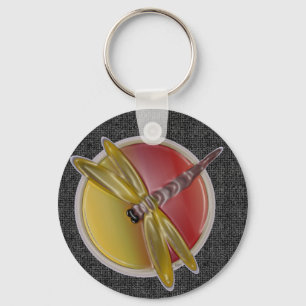 Libelle (schwarz) Runder Schlüsselanhänger