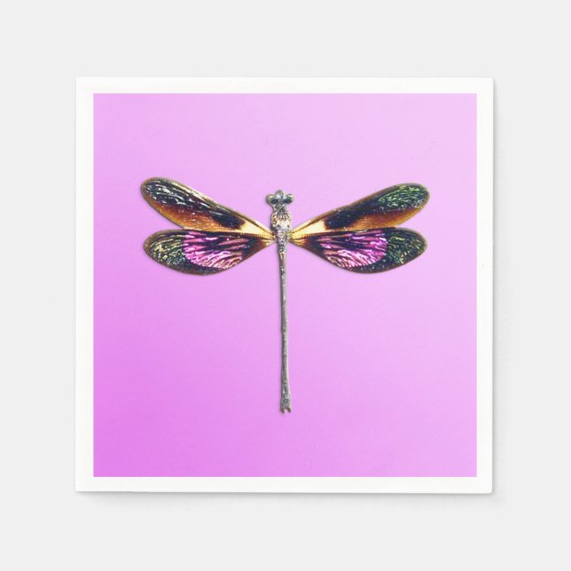Libelle, silber, gold, lila und schwarz serviette (Vorderseite)