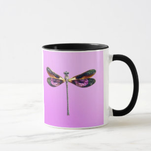 Libelle, silber, gold, lila und schwarz tasse