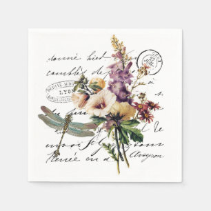 Libelle und Blumen Serviette