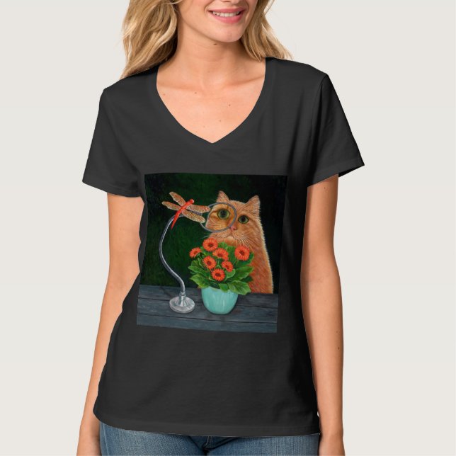 Libelle und Katze T-Shirt (Vorderseite)