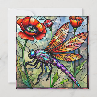 Libelle Und Mohnblume Surrealer Garten Natur  Karte