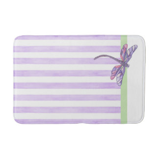 Libelle und violette Streifen Badematte