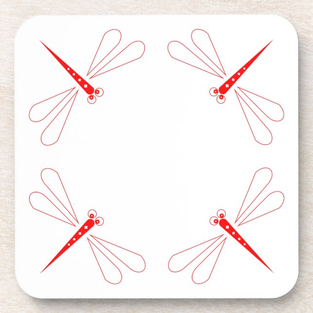 Libelle - Untersetzer aus weißem Kunststoff - Set  (Vorderseite)