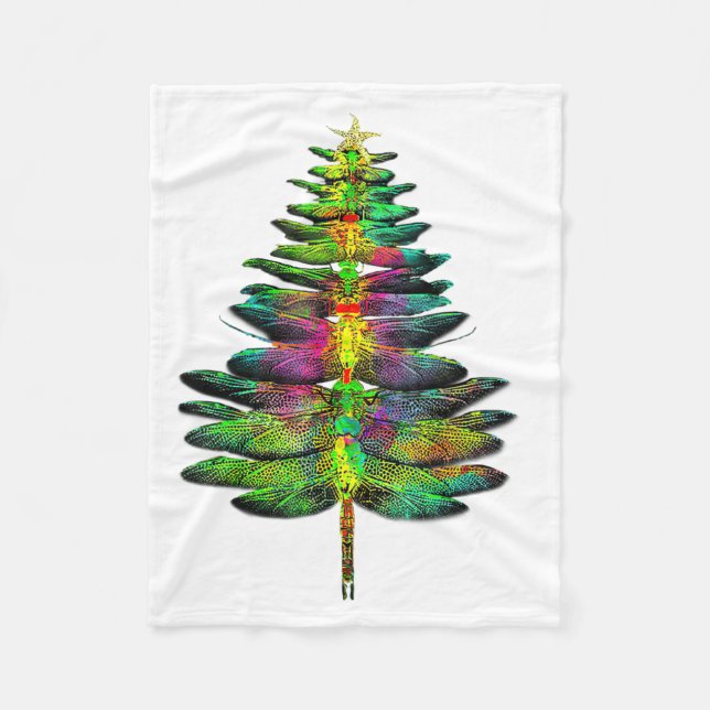 Libelle Weihnachtsbaum Libelle Xmas  Fleecedecke (Vorderseite)