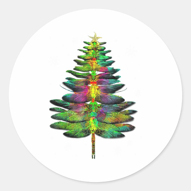 Libelle Weihnachtsbaum Libelle Xmas  Runder Aufkleber (Vorderseite)