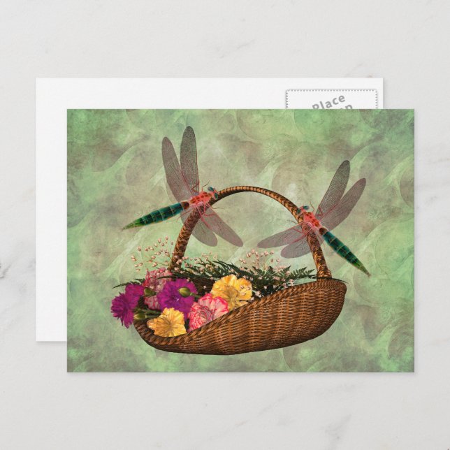 Libellen auf der Blume Postkarte (Vorne/Hinten)