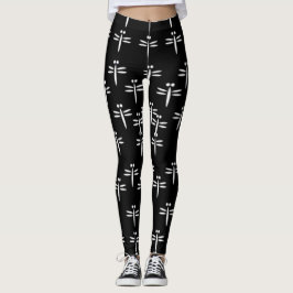 Libellen auf schwarz leggings
