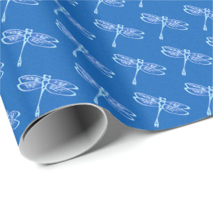 Libellen, blass auf Denim Blau Geschenkpapier