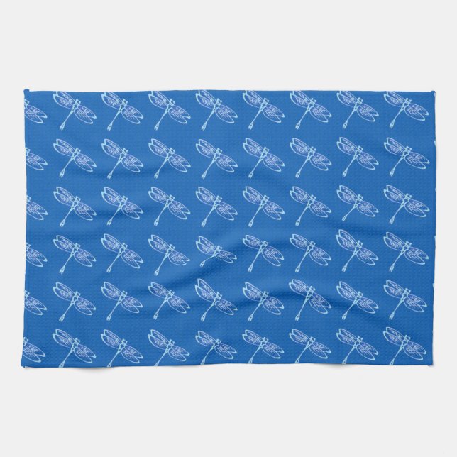 Libellen, blass auf Denim Blau Handtuch (Horizontal)