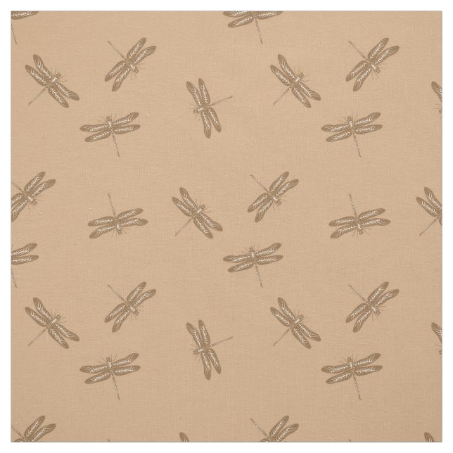 Libellen-Druck des Libellen-Muster-Gewebe-| Brown Stoff (Muster)