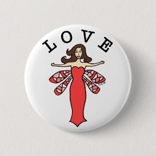 Libellen-feenhafter Liebe-Knopf Button